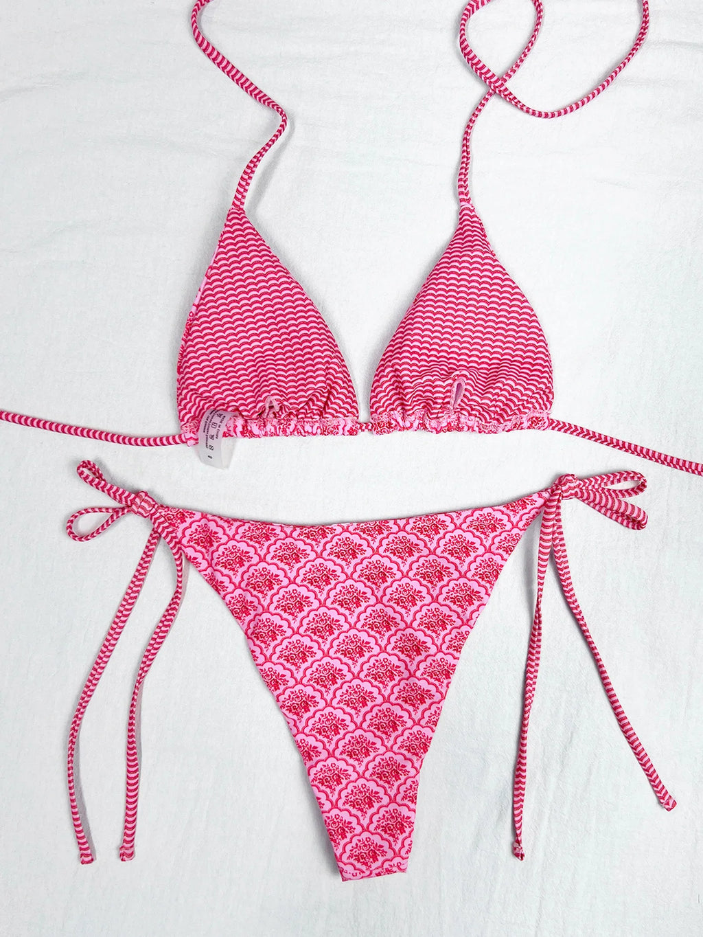 2026 Retro Polka Dot Tie Side Bikini Set for Women, Sexy Push Up Halter Neck Swimwear, High Waist Beach Bathing Suit, Summer