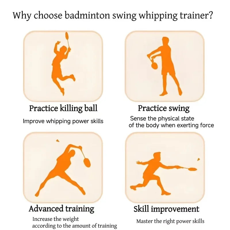 Simulated Badminton Racket Swing Whipping Power Trainer Adjustable Weight from N25N28N33N38N45N52 Practice Auxiliary Equipment