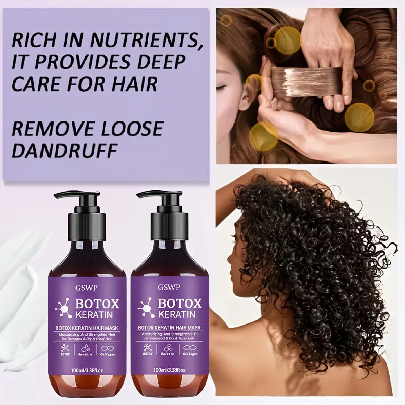 GSWP Botox Keratin Hair Mask. Moisturizing and Strengthening Effects for Damaged, Dry Hair, Reduces Frizz, Split Ends. 100/200ML