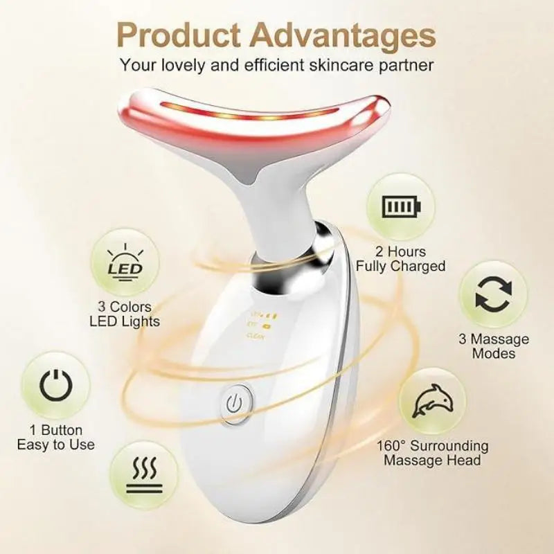 3 in 1 Face and Neck Massager Portable Micro Current Facial Beauty Device with Smart Vibration Skin Care Tool for Neck Firming