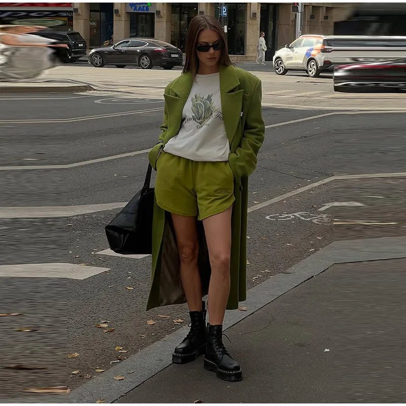 Women's Long Overcoats Lapel Full Sleeve Oversized Woolen Coats Autumn Female Double Breasted Solid Loose Jackets New Outerwears