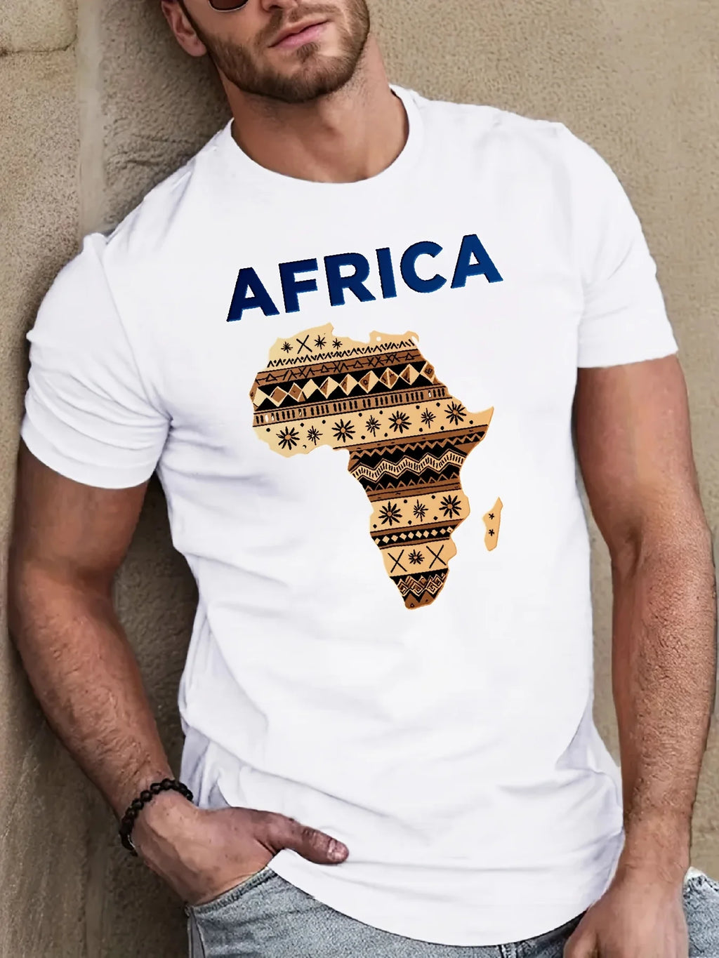 Men's 100% Cotton Crew Neck T-Shirt Africa Map & Tribal Pattern Casual Street Style Short Sleeve Summer Daily Wear Tops