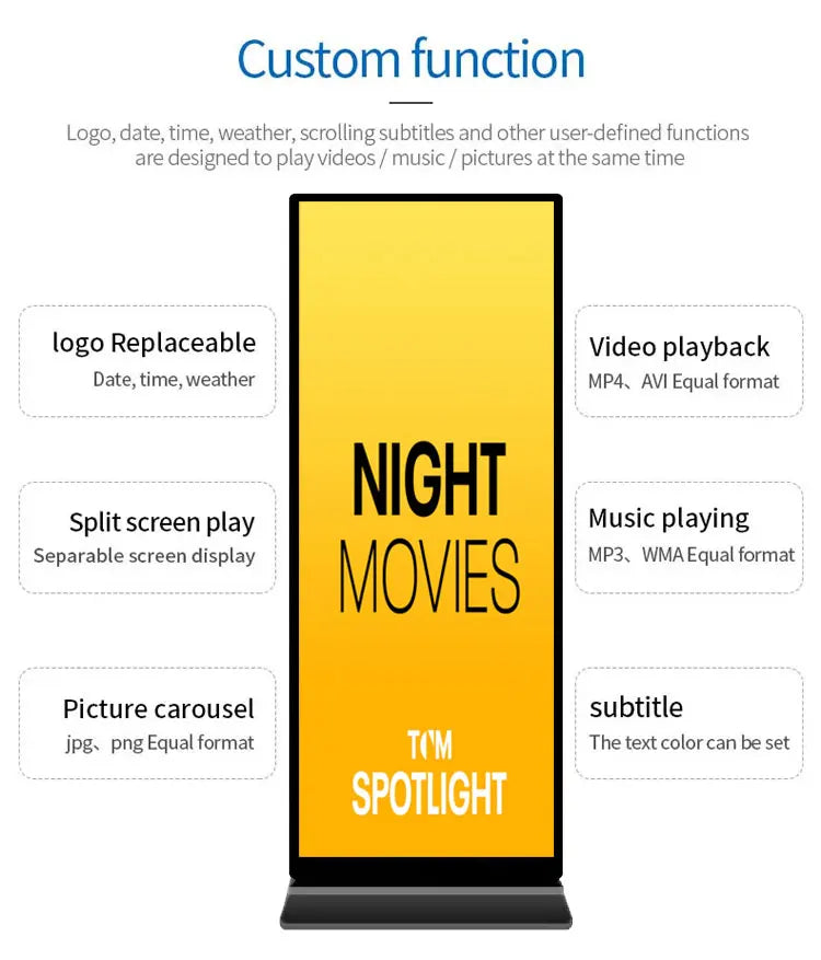 OEM 70 75 86 inch vertical full screen LCD kiosk floor rack advertising display totem indoor digital signage poster