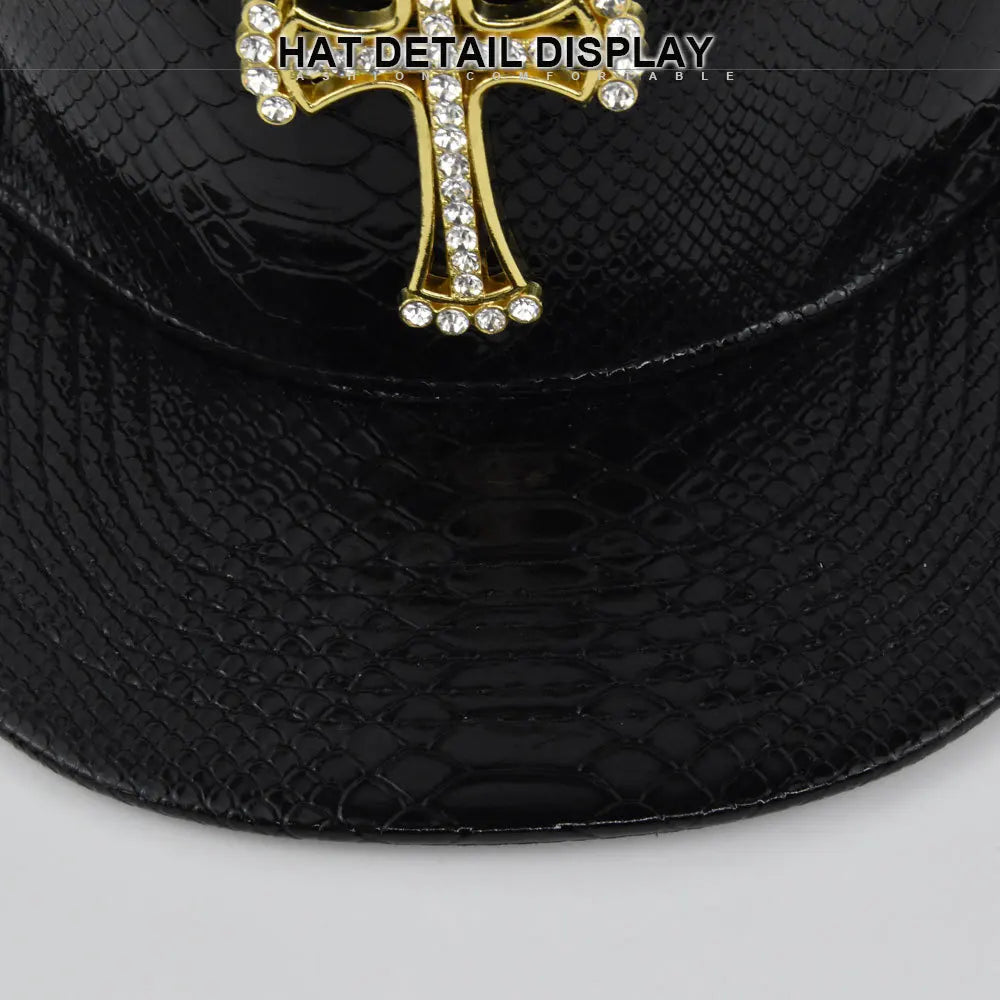 Hip-hop cap The cross Jesus metal label Fashion Break dancing Street dance Flat brim hat cap Hip Hop Fitted Cap Youth tide cap