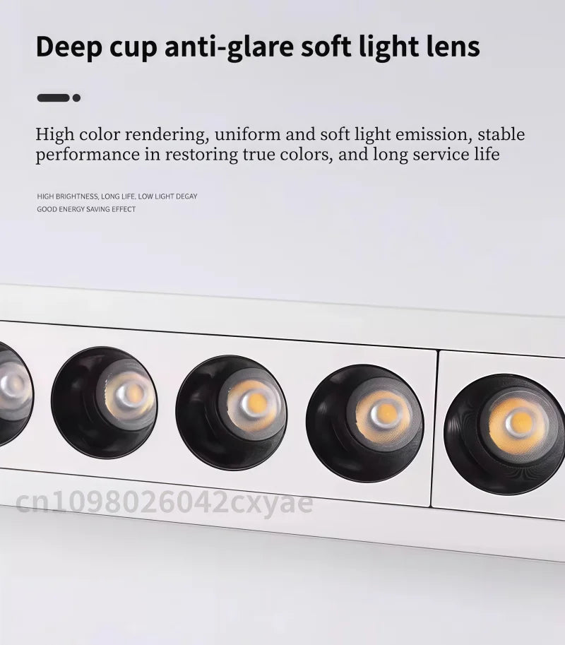 Dimmable Grille Light, COB Ceiling Light, LED Spotlight, Downlight, Anti-Glare Spotlight, AC110-220V, Kitchen Indoor Lighting
