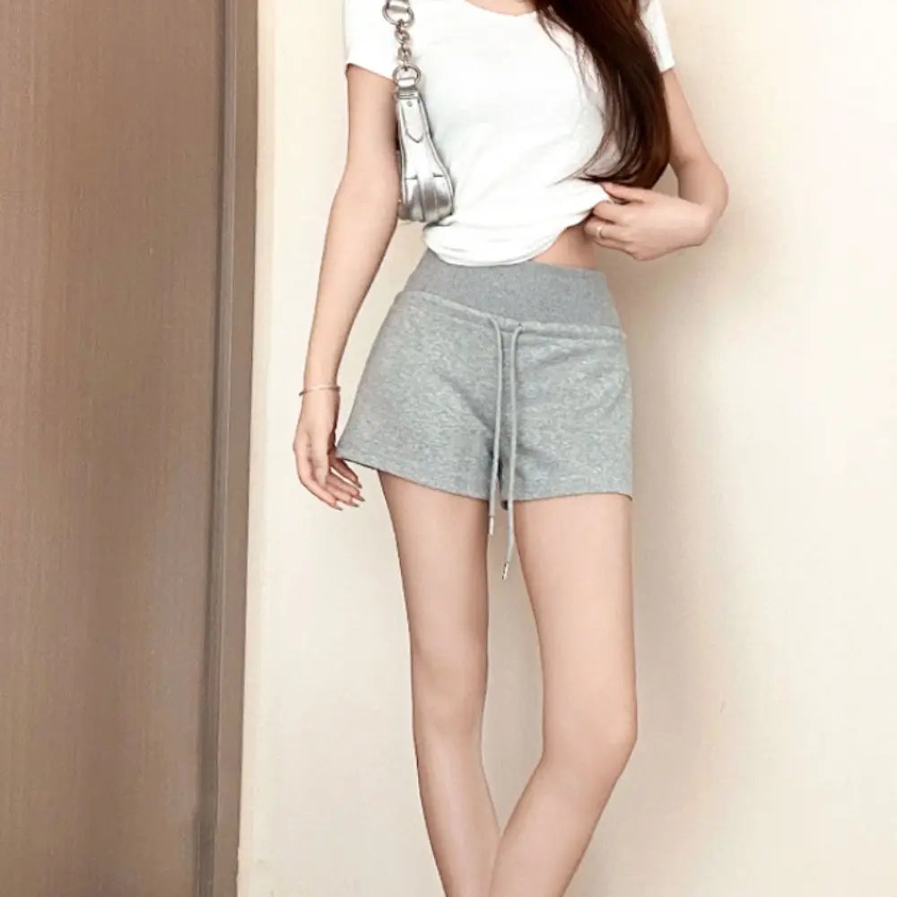 Drawstring High Waist Shorts Pajamas Pants Slim Fit Hot Woman Short Pants American Style Trousers Summer Casual Shorts Summer
