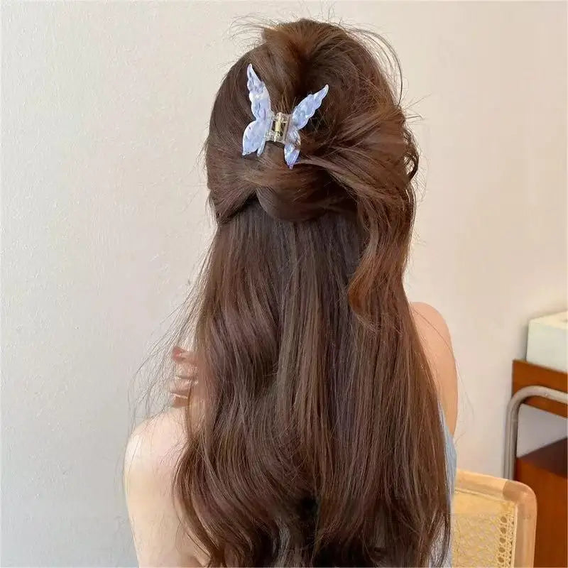 Super Fairy Three-Dimensional Butterfly Half-Tied Hair Back Of The Head Acetate Clip Hair Accessories For Women