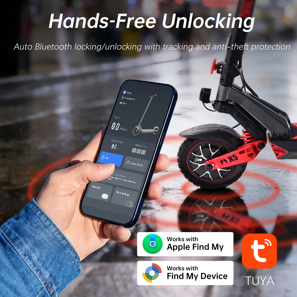 ZWHEEL D3 Dual Motors Electric Scooter 2400W All-wheel Drive Max Speed 39 MPH Max Range 50 Miles 960Wh Battery 1000 Cycles Bluetooth Locking and Unlocking Anti-theft Protection TUYA Smart APP 10''Off-Road Tires Low Noise Perf