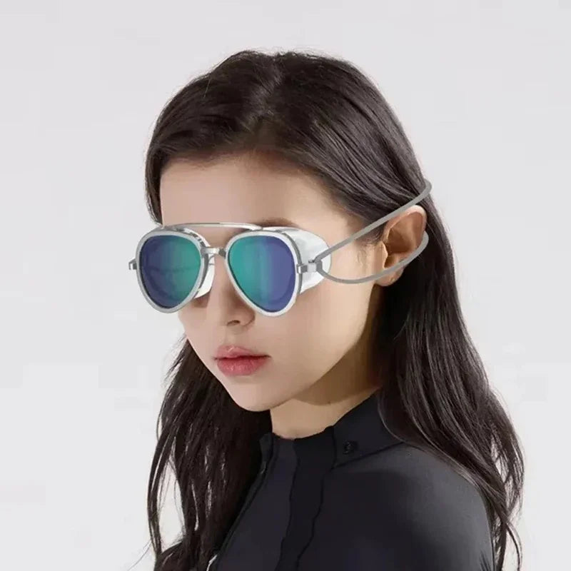 Vintage Fashionable Sun Protection Glasses Men Women Outdoor Travel Adjustable Drawstring Full Angle Silicone Surfing Glasses