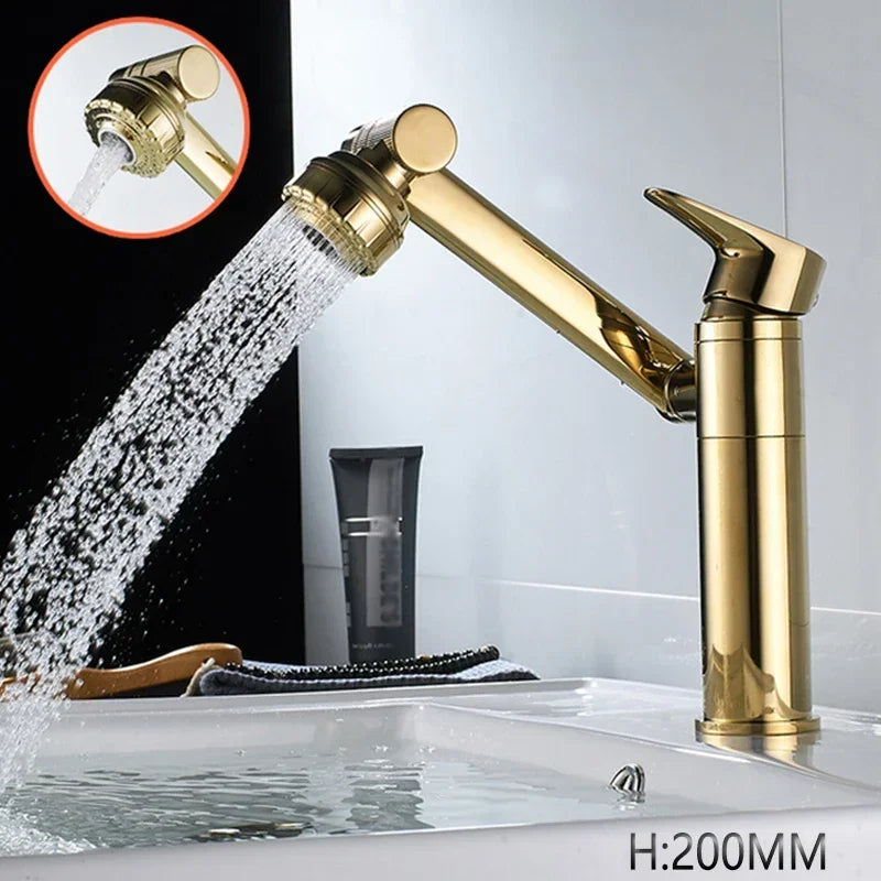1080° Swivel Bathroom Sink Faucet Basin Faucet Mixer Deck Mounted Splash Proof Water Tap Shower Head Aerators Tapware