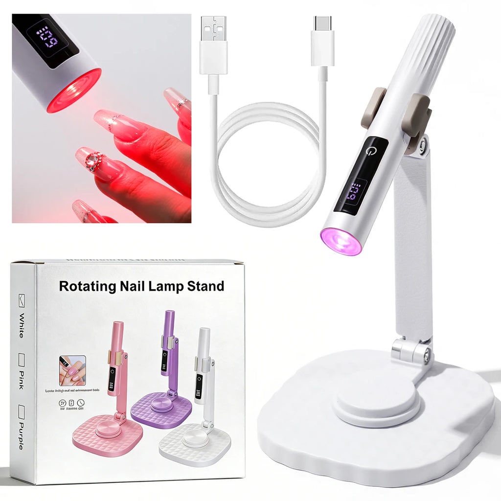 Mini UV Light Cure Nails Lamp with Stand Handheld UV Light with Display for Gel Nail Rechargeable USB Nail Dryer for Fast Curing