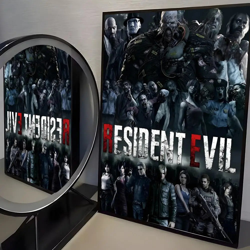 R-Resident Evil Game Poster Home Living Bed Room Bar Hallway Sticky Wall Art Printing Aesthetic Decor