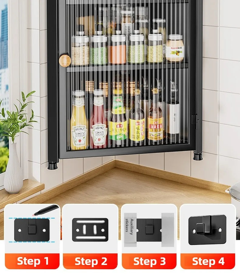 Corner Organizer Shelf Kitchen Angle Shelves Aesthetic Wall Storage Rack Multifunctional Floating Racks Kitchen Organization