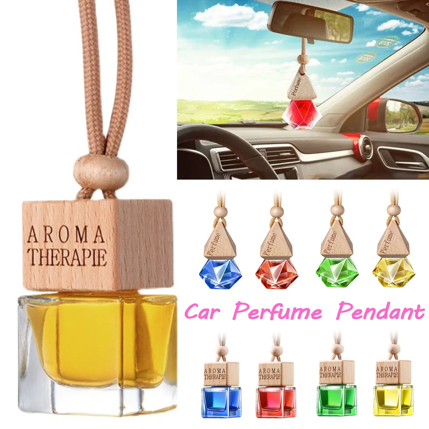 Car Aromatherapy Fragrance Pendent Bottle Perfume Diffuser Long-lasting Fragrance Air Freshener Car Accessories Interior