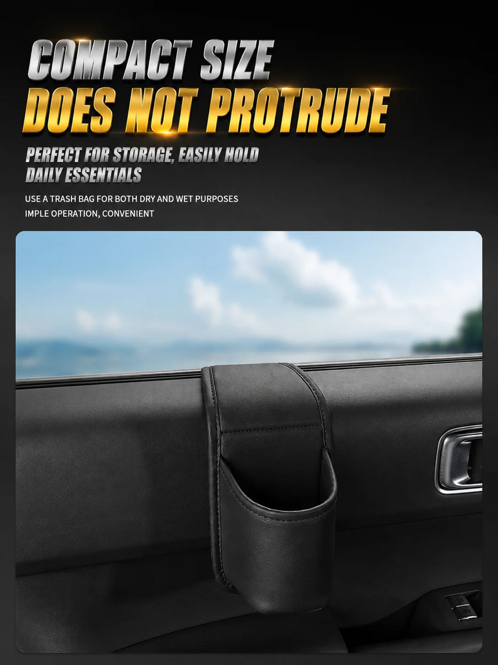 Car Door Cup Holder Self-Adhesived Drink Holder for Side Door Mini Waterproof Pu Leather Trash Bin Umbrella Holder Car Organizer
