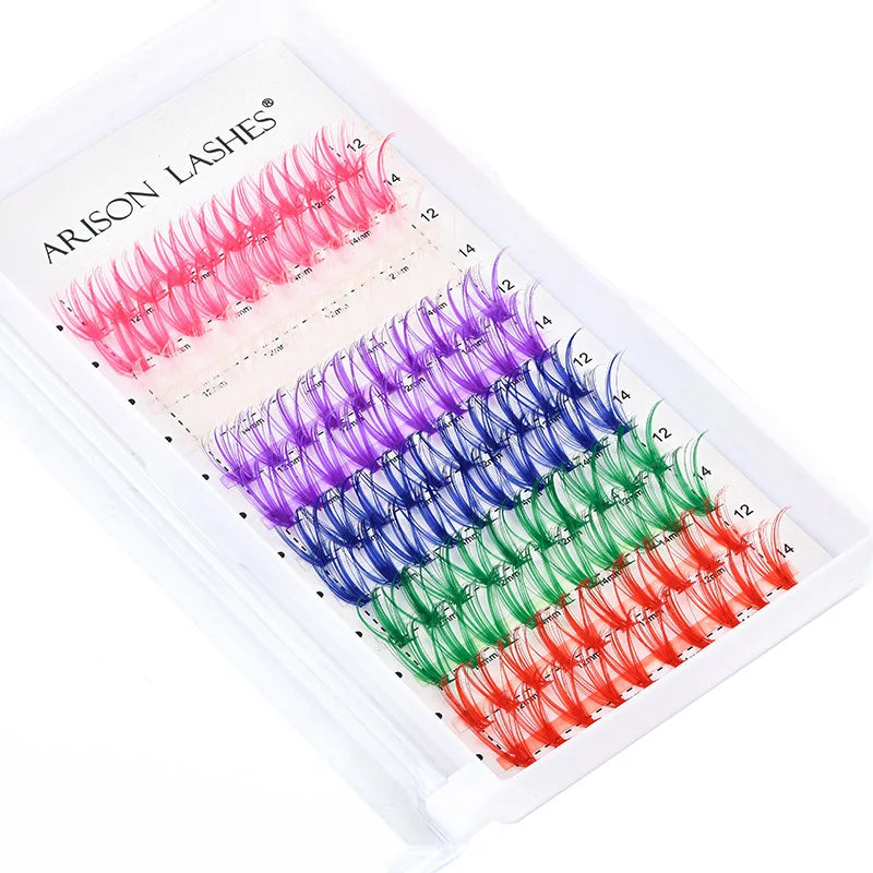 ARISON 120 Cluster Colorful Individual Lashes 6 Mixed Color Eyelash Extension Cluster False Eyelash For Festival Party Makeup
