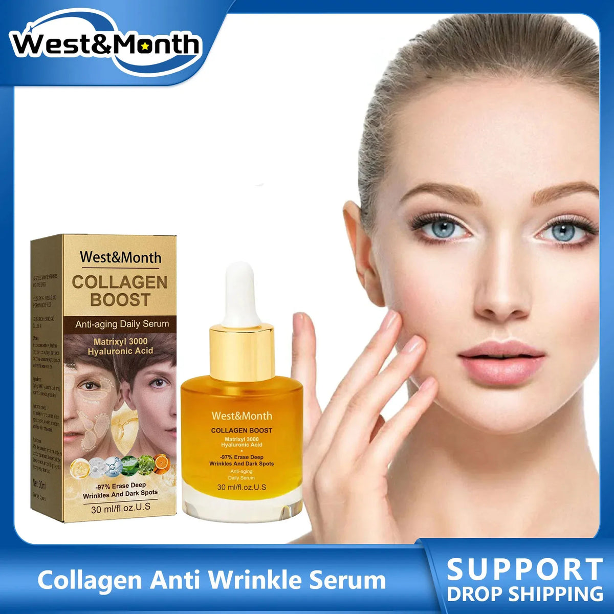 Collagen Anti Wri-nkle Serum Lifting Firming Fade Fine Lines Pore Shrink Remove Dar-k Sp-ot Melanin Whitening Anti-aging Essence