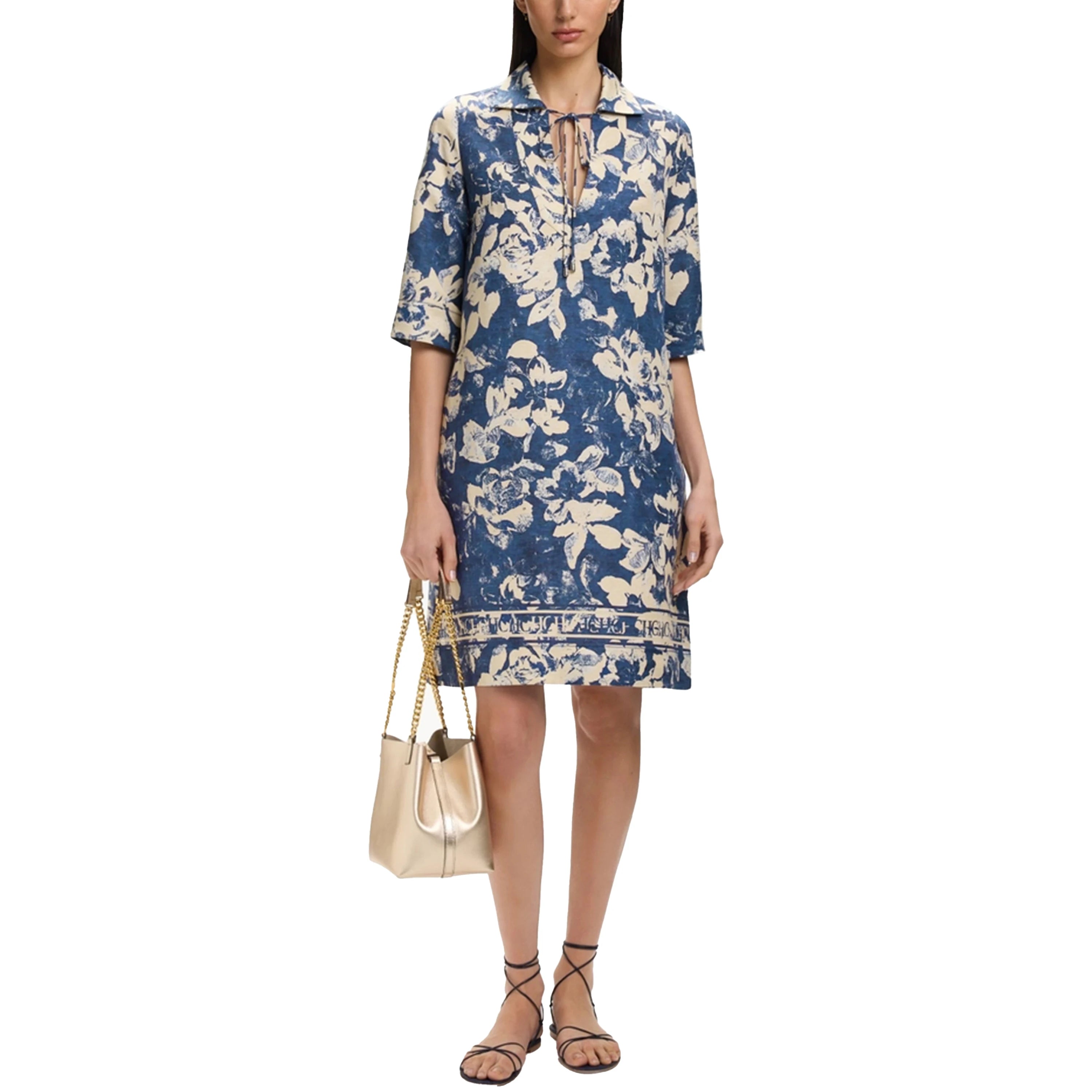CHCH 2025 Summer Fashion Women Commuting V Neck Dresses Fashion Midi Printed New Lady Straight Dress