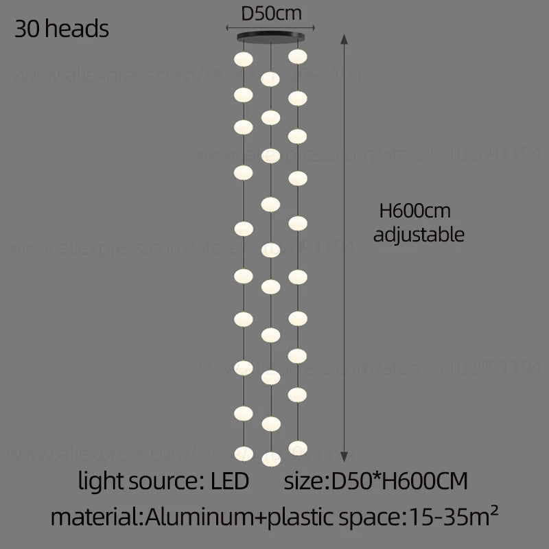Stairs Modern Chandelier Loft Duplex Living Room Hotel Lobby Long Pendant Nordic Home Decorative Lighting Ball Long Line Pendant