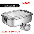 304 Stainless Steel Bento Lunch Box Double Buckle Sealed Picnic Box Student Square Food Storage Containers 1/2/3 Grid Lunch Box