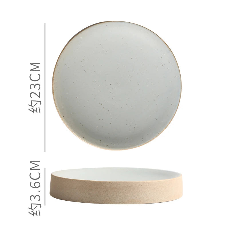 Vintage Round Ceramic Plate Creative Dessert Dim Sum Plate Pastry Plate Steak Plates Sushi Plates Molecular Cuisine Tableware