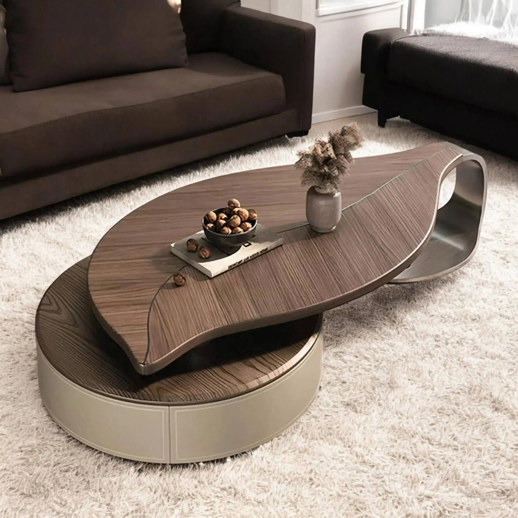 @Living Room Furniture Set Wooden Modern Nesting China Small Oval Shape Side Tea Table Design Leaf Shaped Coffee Table