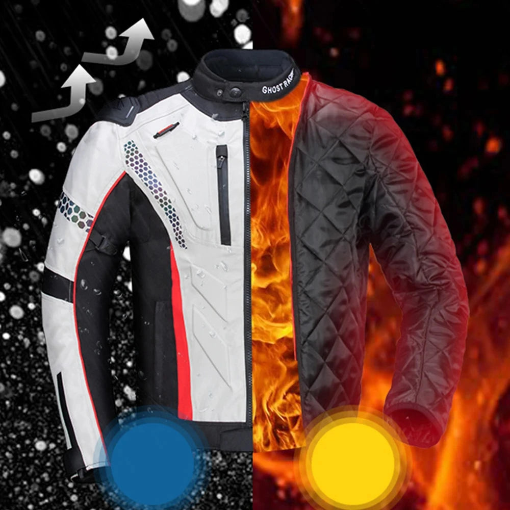 Four Seasons Motorcycle Jacket Moto+Protector Motorcycle Pants Cold-proof Waterproof Moto Suit Touring Clothing Protective Gear