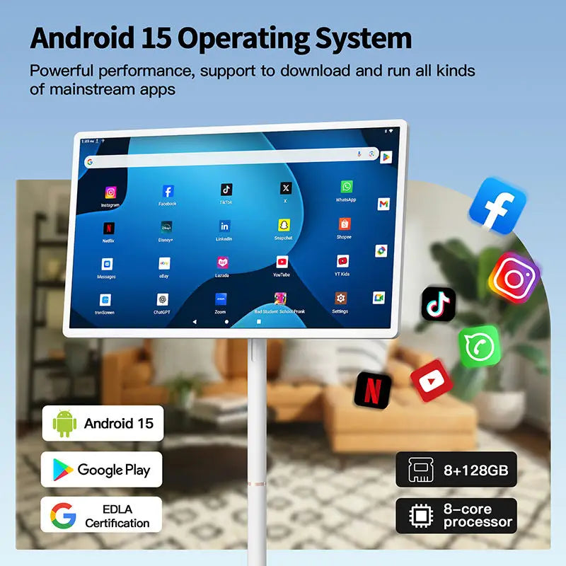 Hot 32 Inch Android Portable Smart TV with Battery Capacitive Display Vertical Touchscreen LCD Monitors All in One Portable TV