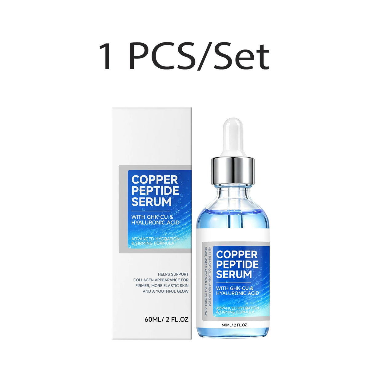 Copper Peptide Face Serum with Hyaluronic Acid & Niacinamide, GHK-Cu Hydrating Serum for Firm, Smooth & Glowing Skin 60ml