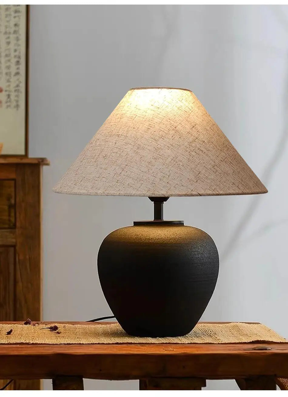 Ceramic Desk Lamp Wabi Sabi Style Mushroom Lamp Retro Bedside Decoration Table Lamp Bedroom Study Decoration Light Fixture