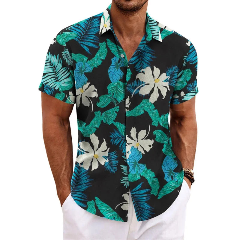Men's Hawaiian shirt short sleeved printed button clothing summer beach shirt casual vacation comfortable and breathable
