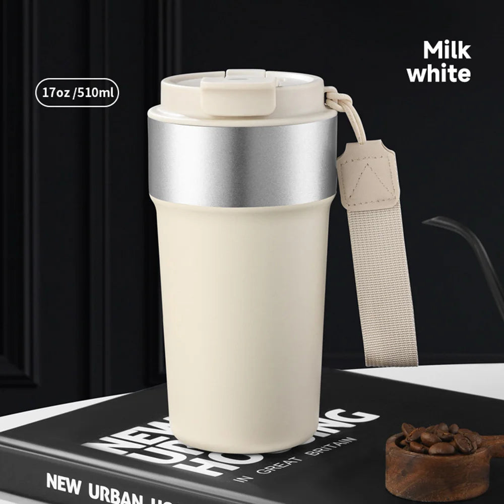 17oz/510ml Insulated Cup 304 Stainless Steel Thermos Coffee Cup Leak-Proof Water Cup with Lid Travel Mug Keep Hot Cold