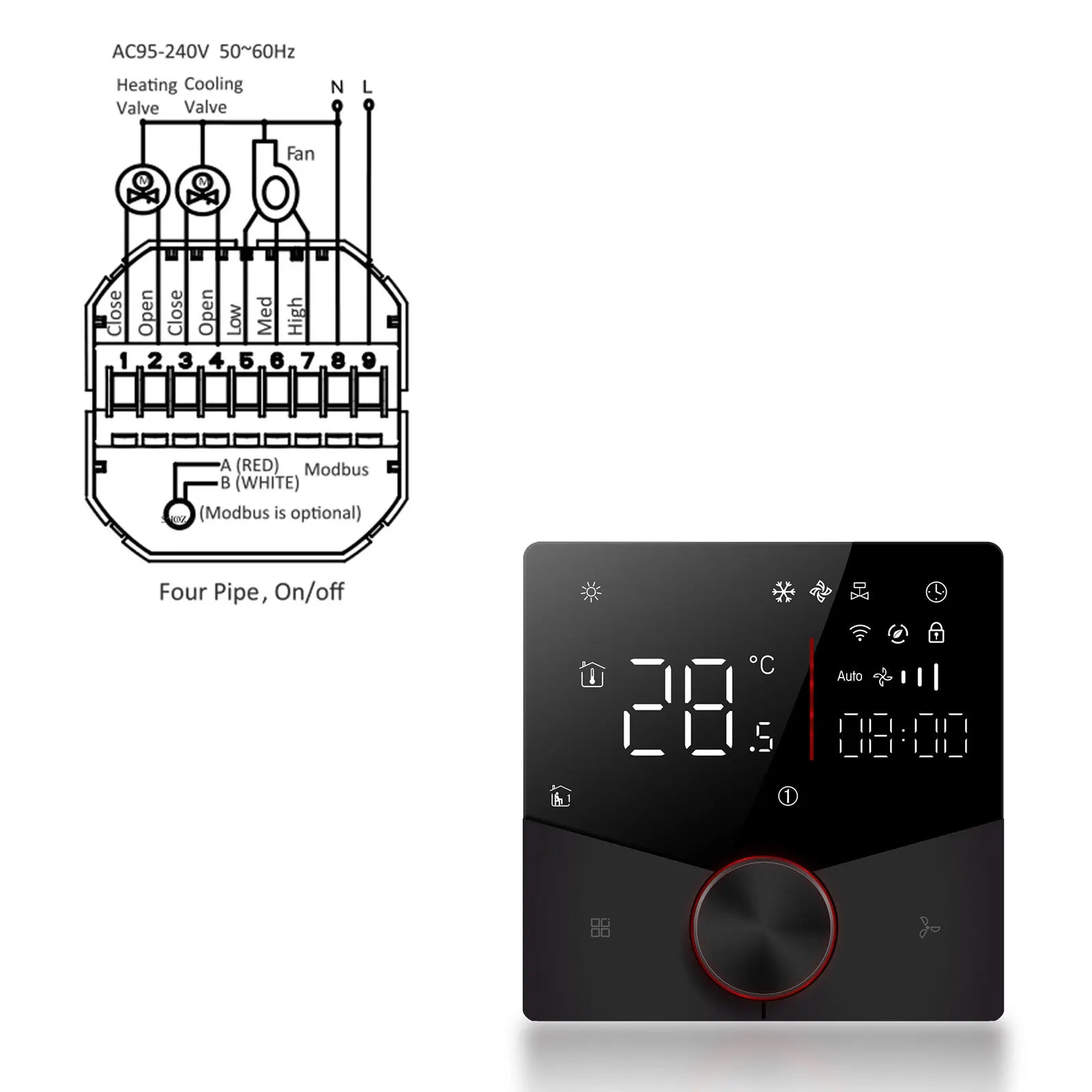 EU 24V 220V WIFI Smart Air Conditioner Thermostat Temperature Controller for Cooling Heating Programable Thermostatic Valve