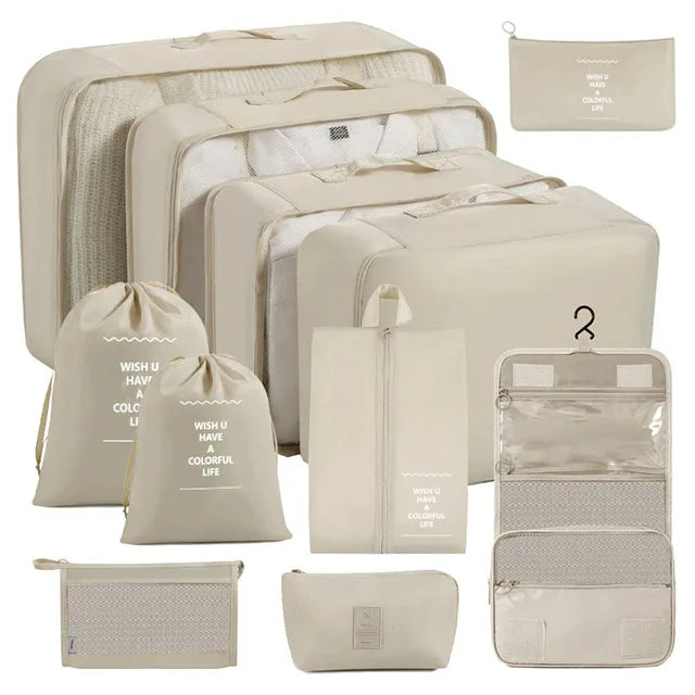 11Pcs Travel Packing Cubes Set Waterproof Luggage Organizer Drawstring Storage Bags for Clothes Shoes Underwear Cosmetic