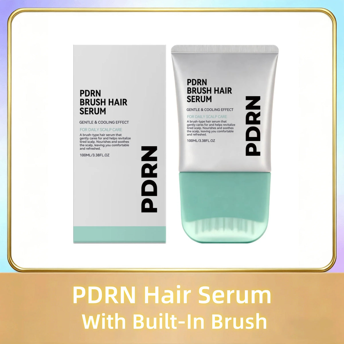 PDRN Hair Serum With Built-In Brush,Strengthen Hair Root Improve Scalp Environment Anti Hair Loss Hair Treatment Scalp Massager