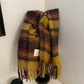Maillard Womens Reversible Scarf Plaid  Windproof Insulation,personality,Winter Shawl Wrap Oversized Tartan Stripe Fringe Scarve