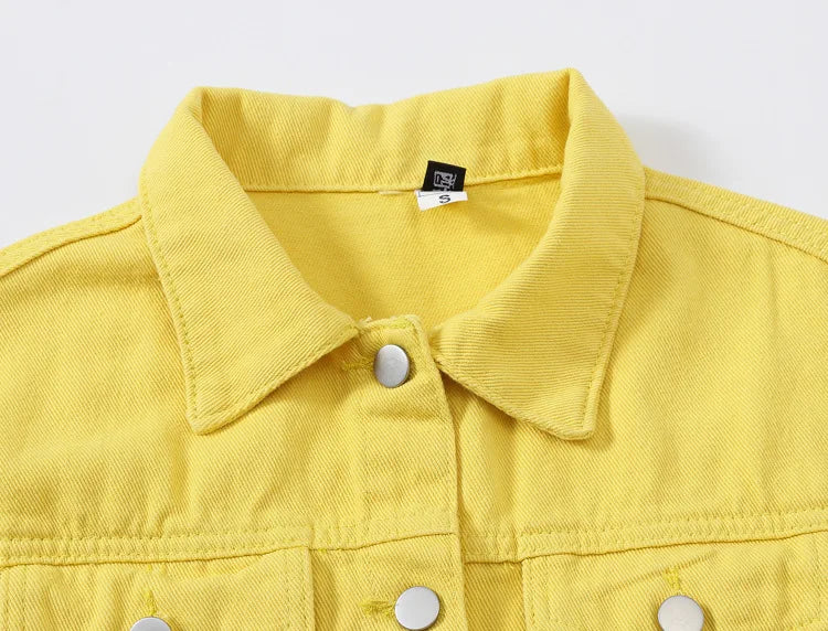 Pink Denim Jacket Women's Spring Autumn Single-breasted Lapel Coat Fashion Green Black Red Blue Outerwear Female Jean Overcoat