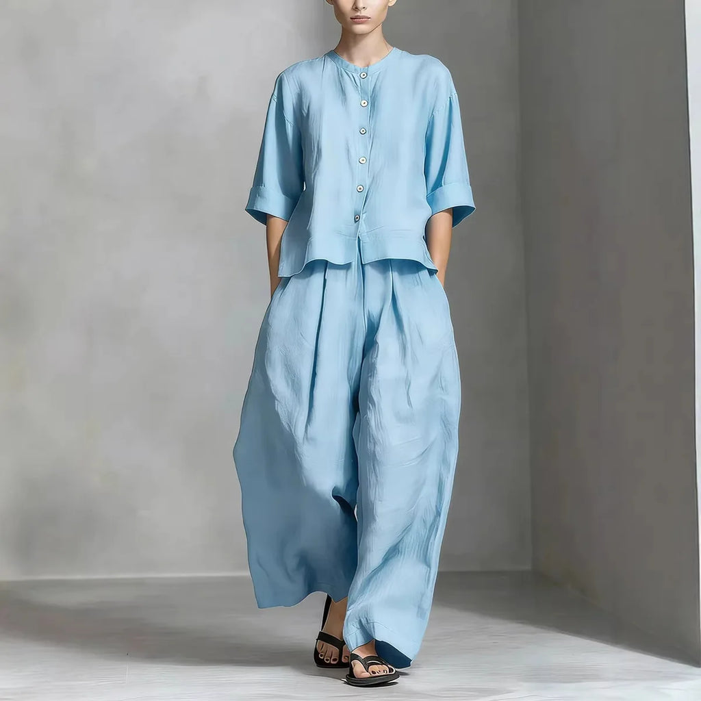 2026 New Women's Fashion Set Elegant Sleeveless Tank Top Modern Wide Leg Pants 2-Piece Outfits Summer Casual Solid Color Set