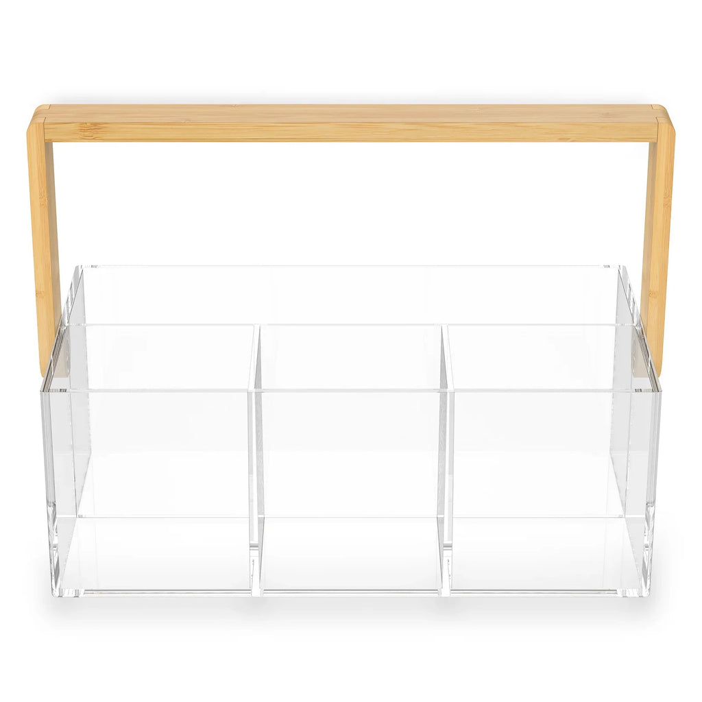 4 Grids Acrylic kitchen cutlery organizerTableware Plates Cutlery holder with Handle Multipurpose
Cosmetics stationery organizer