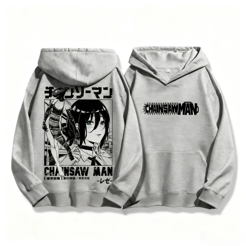 Autumn Winter Sweatshirt Chainsaw Man Reze Hooded Men Women Oversized Y2k Unisex Fleece Warm Pullovers Hip Hop Women Hoodie Top