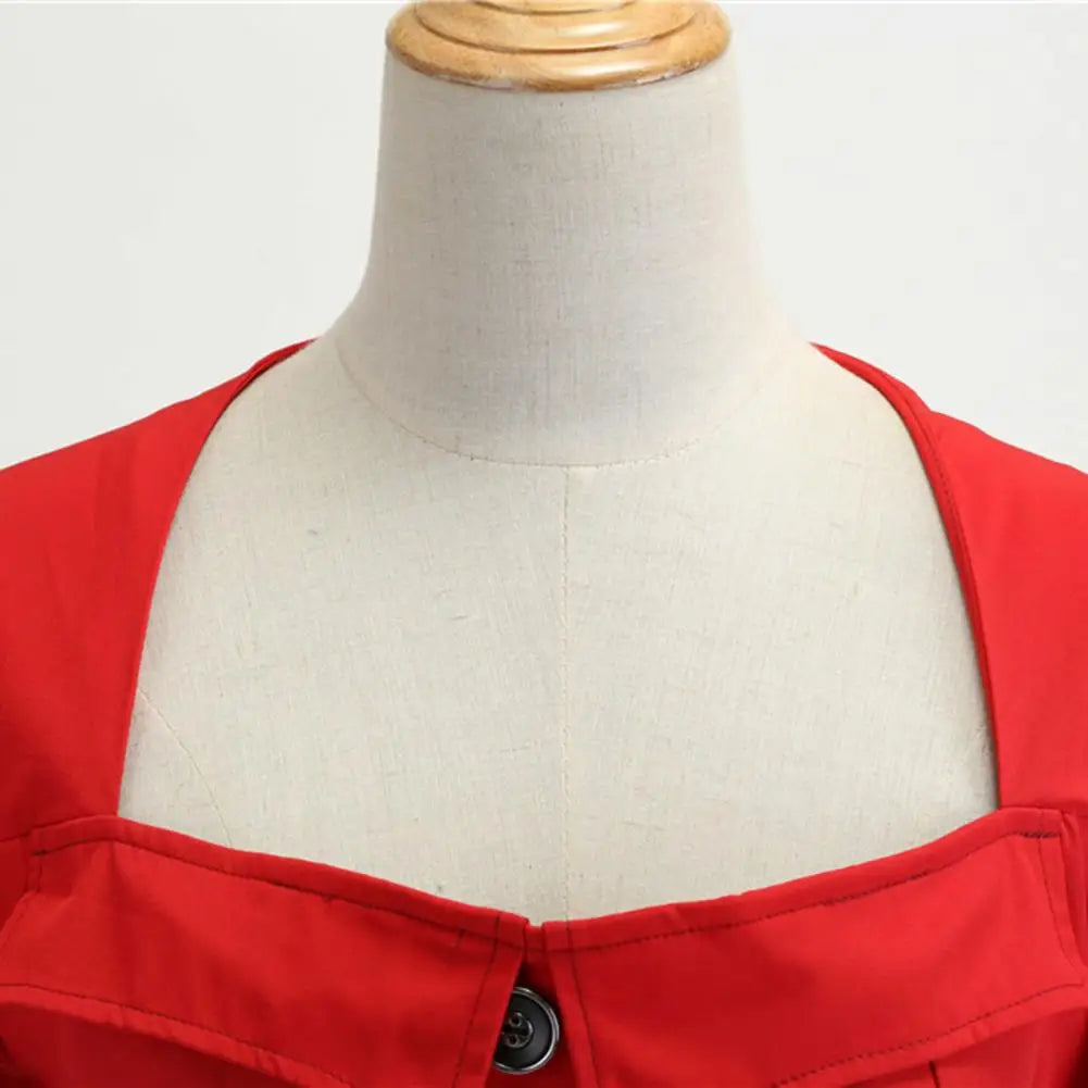 1950s Vintage Pin-up Dress Square Neck Midi Dress Rockabilly Pin Up Dress Robe Femme Casual Retro Elegant Party Midi Sundress