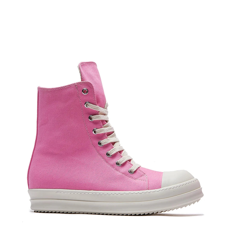 Brand Men Shoes Ro Casual Canvas Shoes High Top Women Sneakers Quality Black Ankle Boot Designer Zipper Luxury Laces Flat Shoes