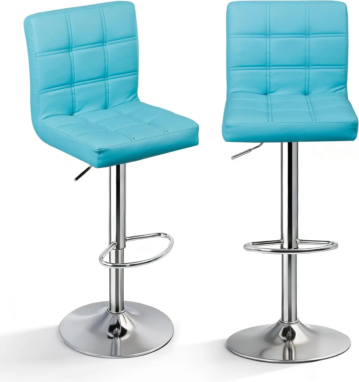 Kitchen double bar stool set, PU leather rotating adjustable tabletop height rotating stool, square backrest, 2 pieces