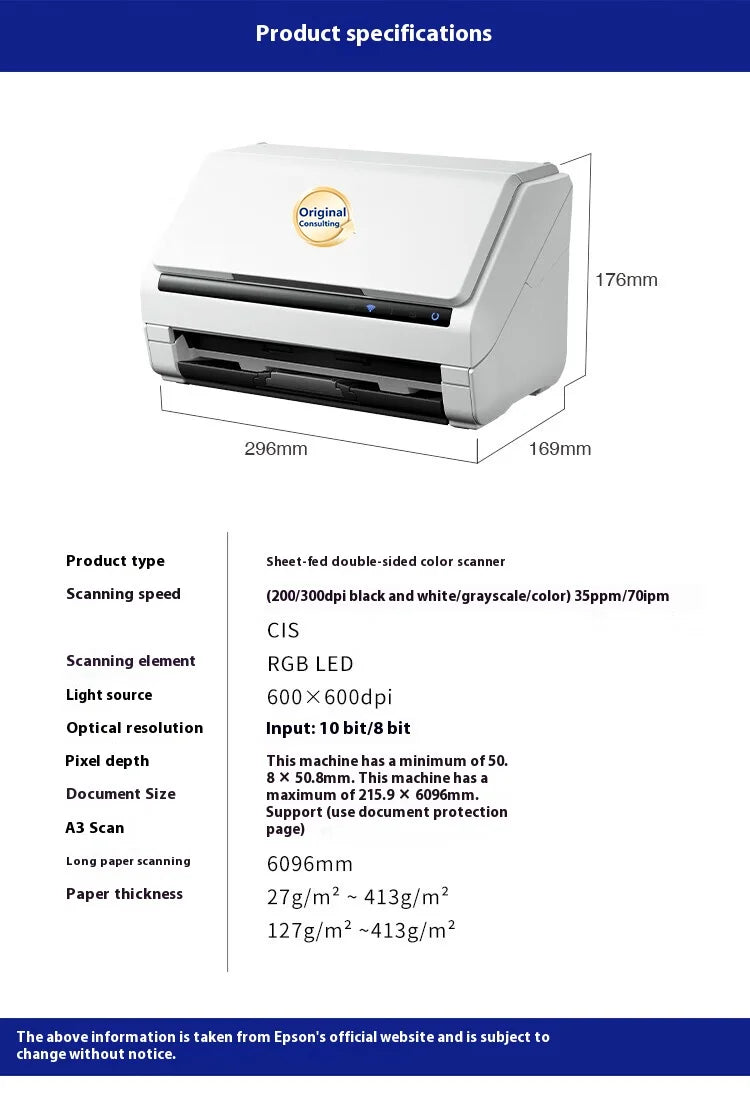 DS570WII/ES580W  High-speed Automatic Double-Sided Wi-Fi Network Office Document Scanner for A4 Format