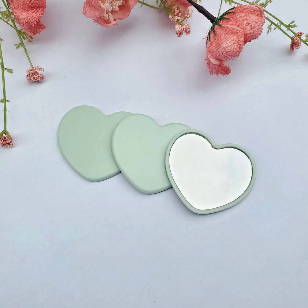Cute Heart Shaped Travel Makeup Mirror Portable Waterproof Vanity Mirror with Suction Cup for Bathroom, Women Girls Teen, Gifts