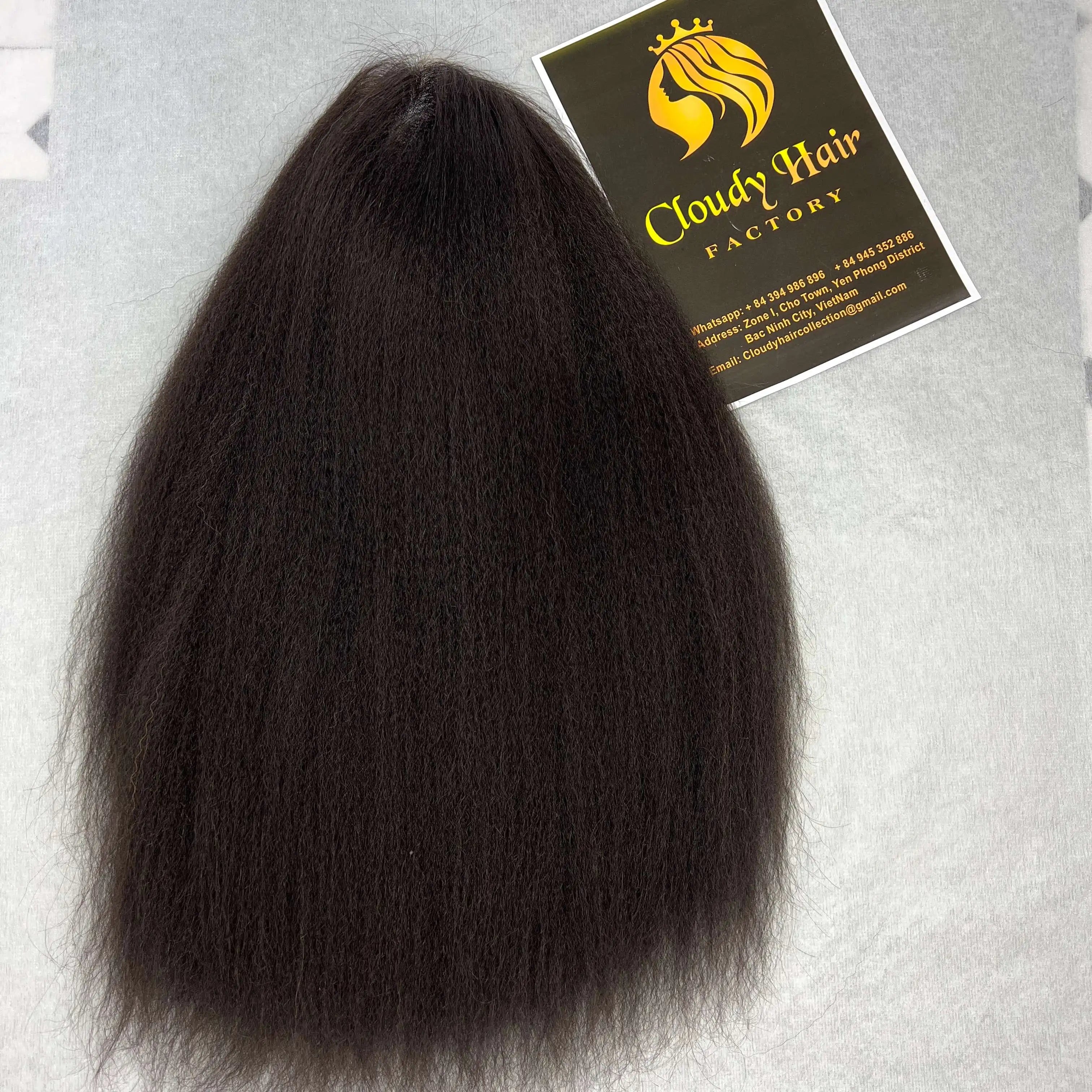 Wig Kinky Straight Wholesale Vietnamese Raw Hair Women 150-180 Density Full for Lace Customizable Colors Transparent Long