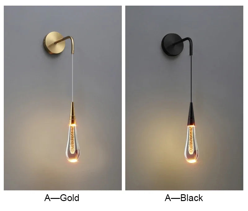 Modern Home Decoration Small Wall Light Nordic Luxury Crystal Creative Living Room Wall Decoration Water Droplet Wall Lamps