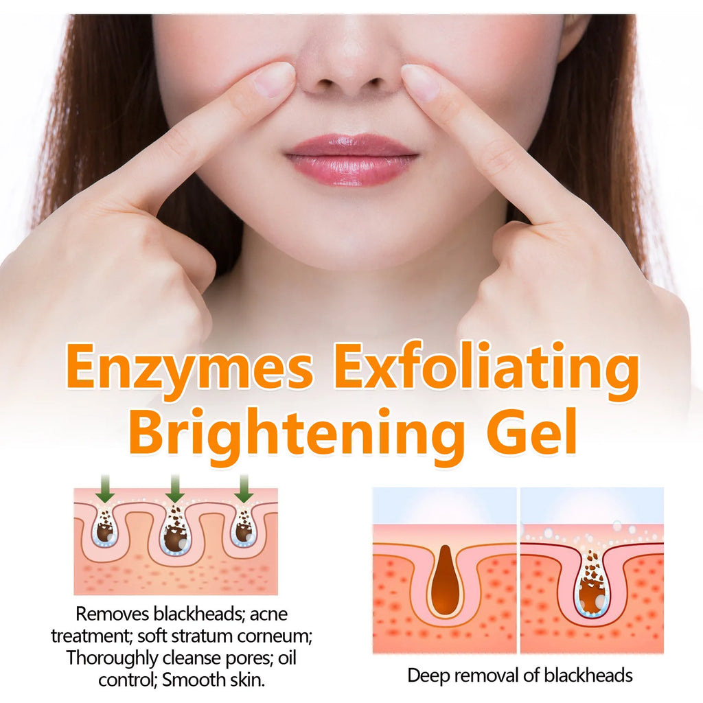 Hoygi Enzymes Exfoliating Brightening Gel Orange Oil Control Dead Skin Remove Unclog Pores Gentle Formula Facial Cleansing Gel