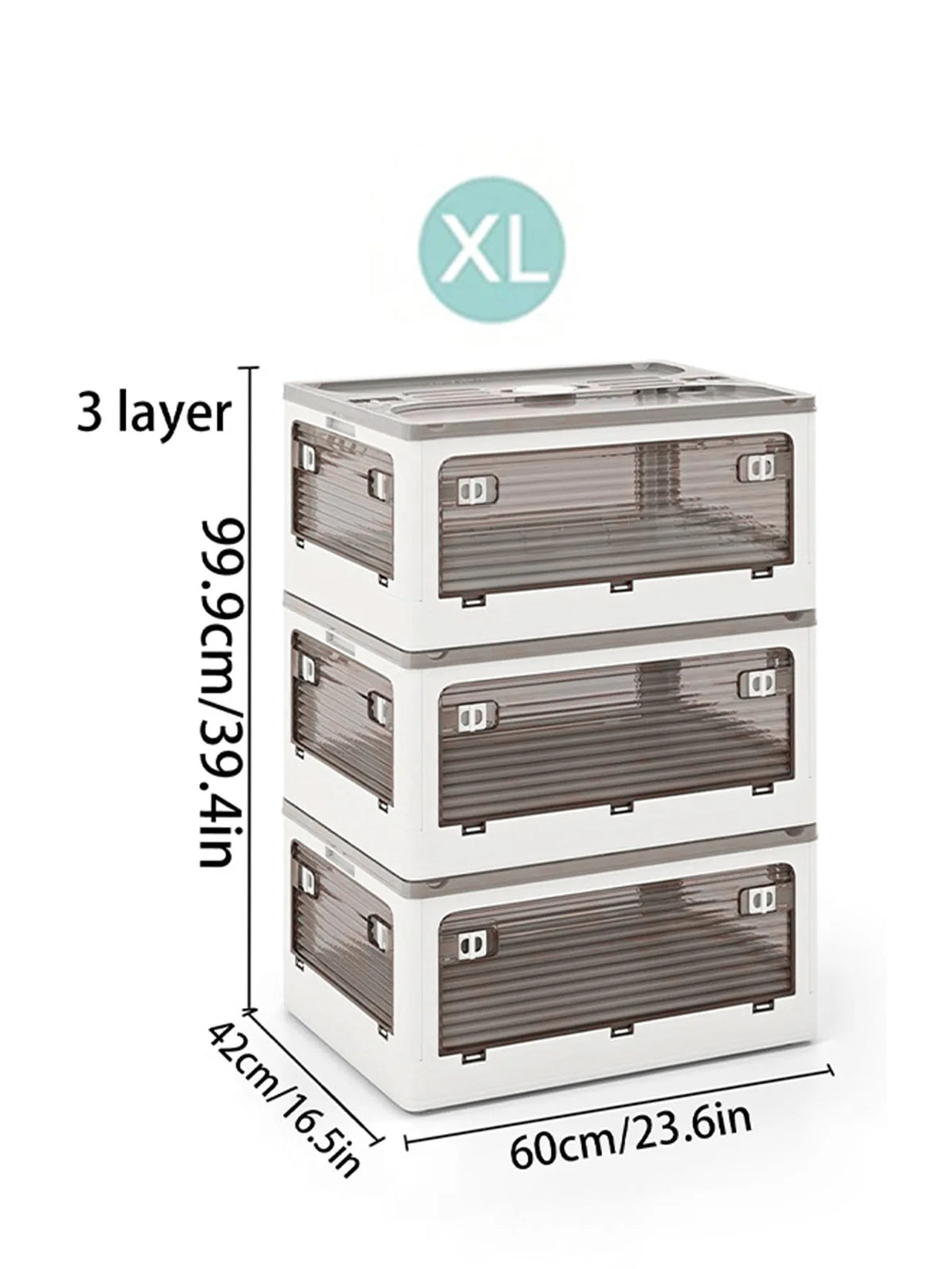 Plastic Storage Box with Lid, Foldable with Wheels, Five-Opening Door, Stackable, Used for Organizing Clothes, Snacks, and Camping, White and Light Yellow