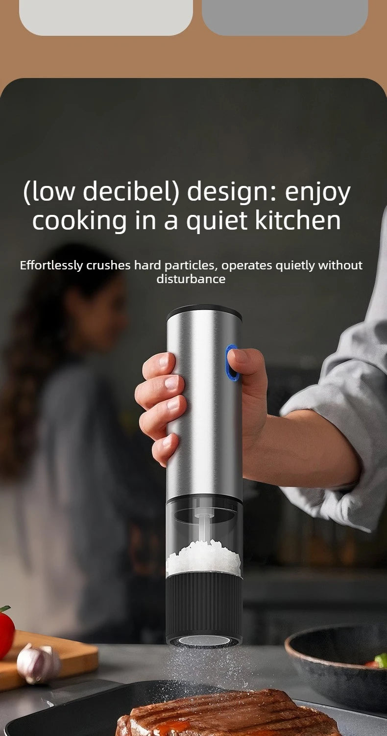 Rechargeable Automatic Salt Pepper Grinder Set Electric Grinding Mill with External Coarseness Adjustment Home Kitchen Gadgets
